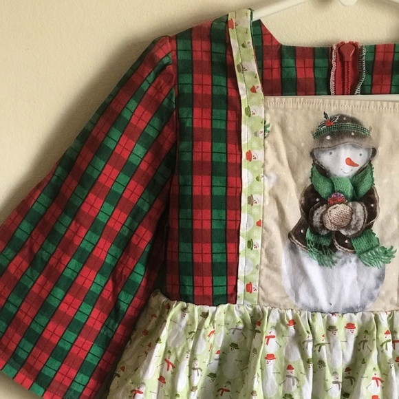 1970’s Handmade Vintage Snowman Gingham dress - Picture 3 of 8